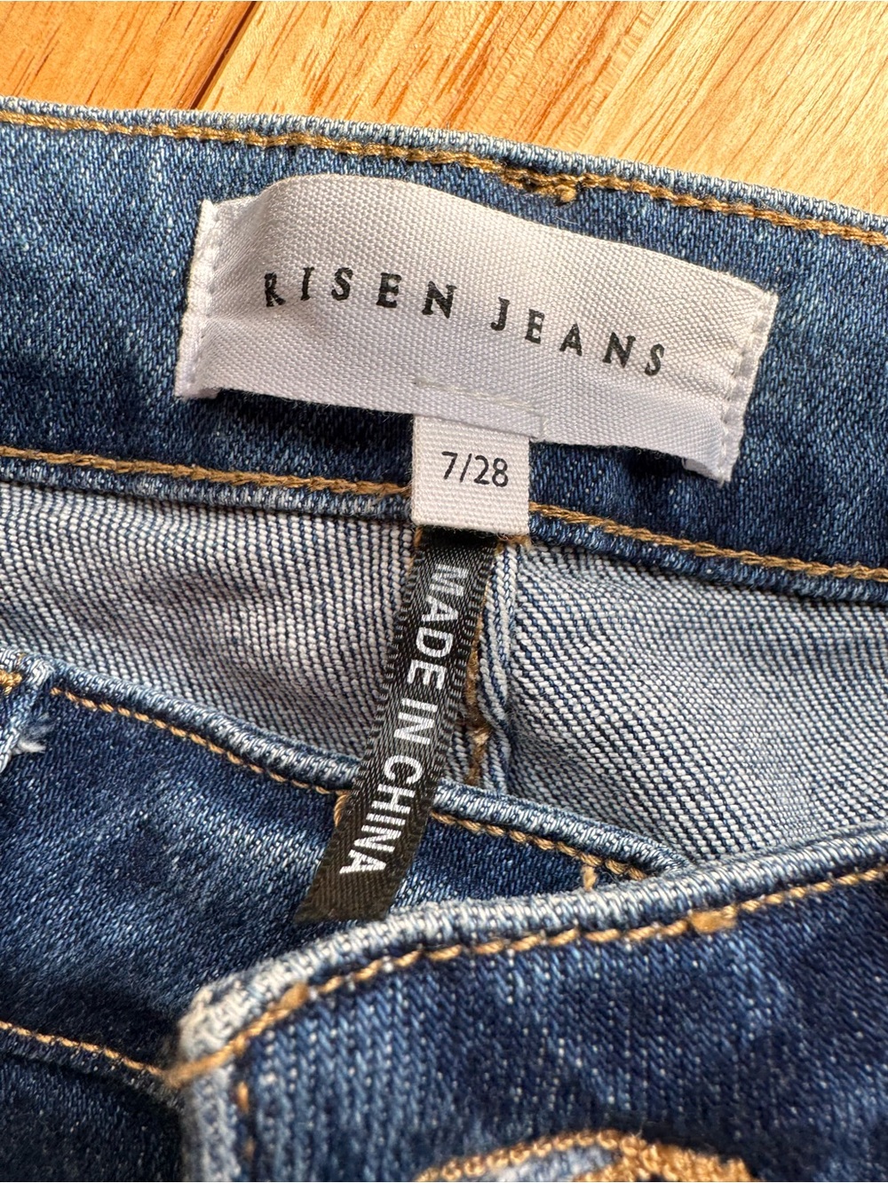 Risen High-Rise Distressed Cropped Jeans in Dark Blue by Abercrombie & Fitch - Picture 2 of 6
